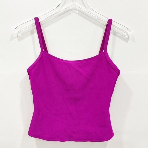 Lands’ End Ribbed Crop Cami Swim Top Magenta 6 - Picture 1 of 5